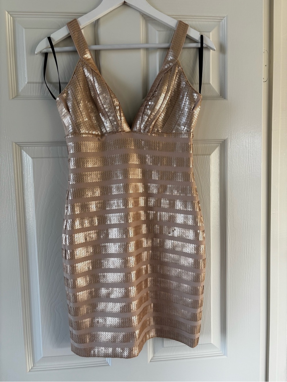 bebe Sequin Mini Dress in Champagne